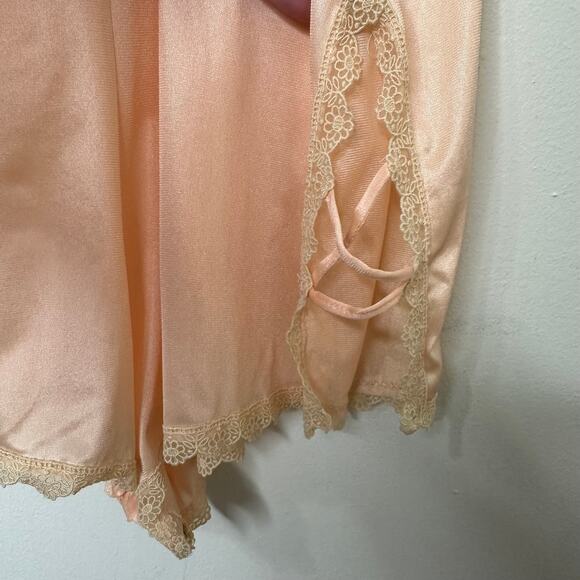 Md (36) VTG 80s Sheer Madness Peach Lace Teddy Romper Lingerie Coquette Romantic - Picture 3 of 7